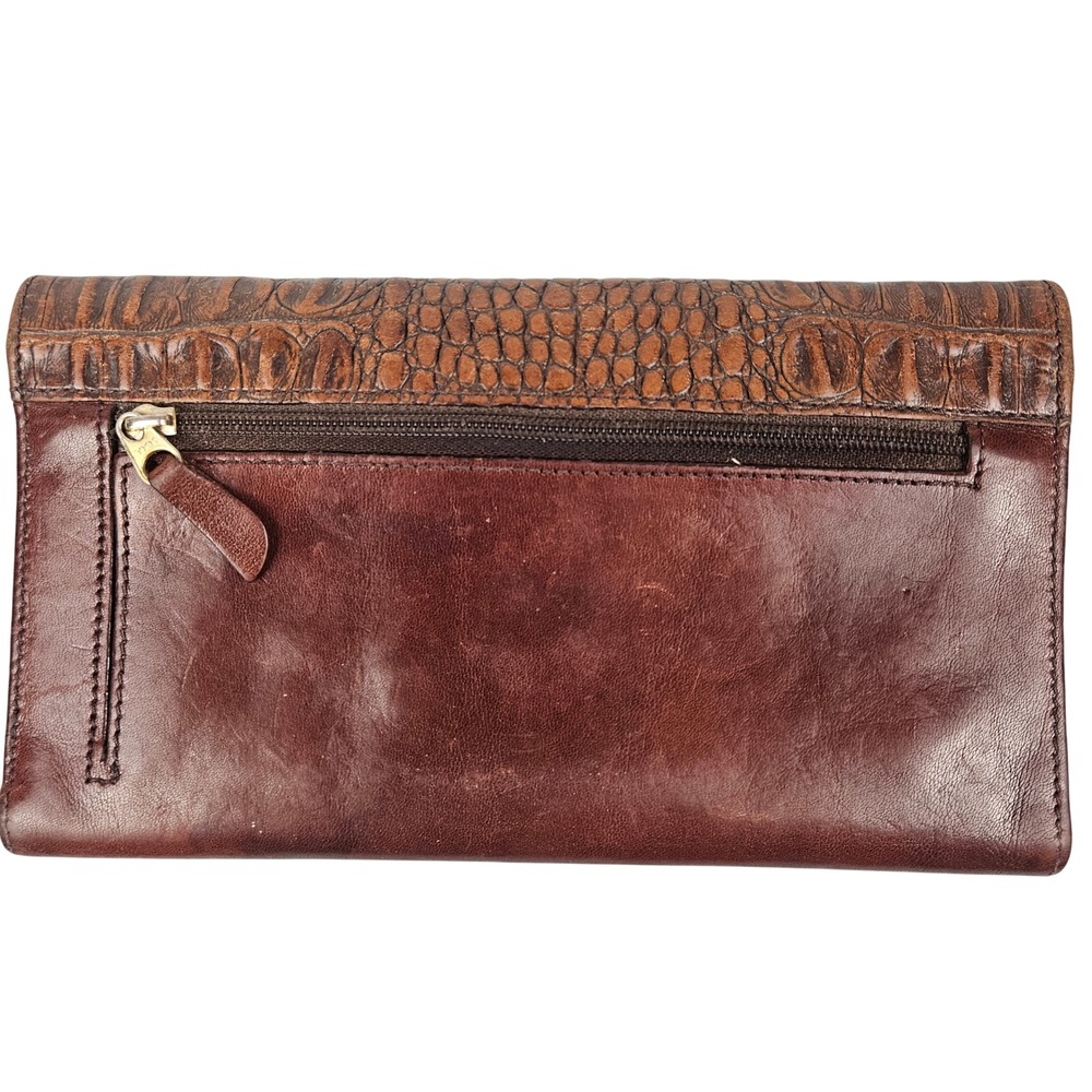 Brahmin Tuscan Croc leather wallet, two toned brown checkbook vintage wallet - Picture 2 of 10